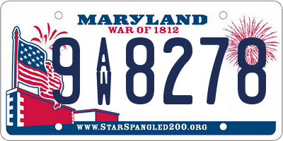 MD license plate 9AW8278