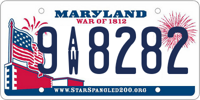 MD license plate 9AW8282
