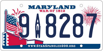 MD license plate 9AW8287