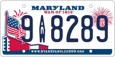 MD license plate 9AW8289