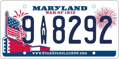 MD license plate 9AW8292