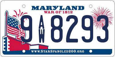 MD license plate 9AW8293