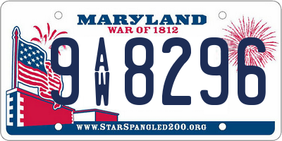 MD license plate 9AW8296