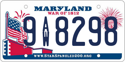 MD license plate 9AW8298