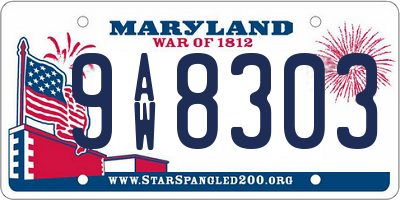 MD license plate 9AW8303
