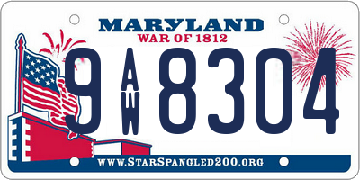 MD license plate 9AW8304