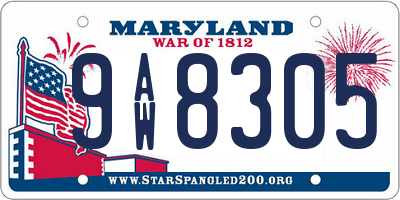 MD license plate 9AW8305