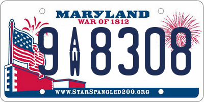 MD license plate 9AW8308
