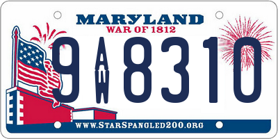 MD license plate 9AW8310