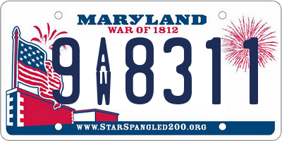 MD license plate 9AW8311