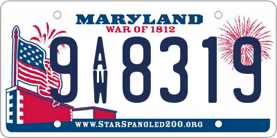 MD license plate 9AW8319