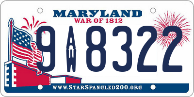 MD license plate 9AW8322