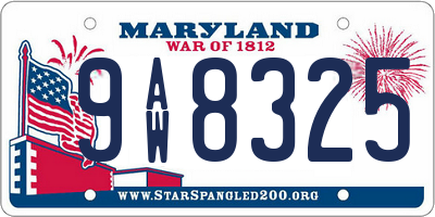 MD license plate 9AW8325