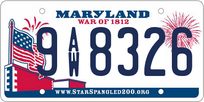 MD license plate 9AW8326