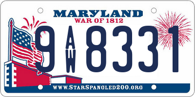 MD license plate 9AW8331