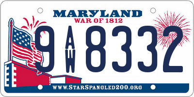 MD license plate 9AW8332