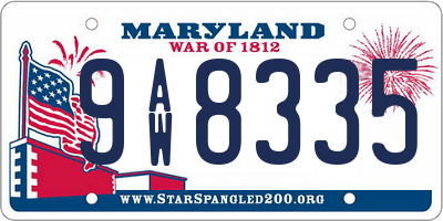 MD license plate 9AW8335