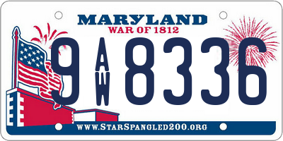 MD license plate 9AW8336