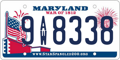 MD license plate 9AW8338
