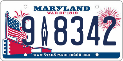 MD license plate 9AW8342