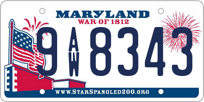 MD license plate 9AW8343