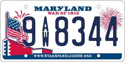 MD license plate 9AW8344