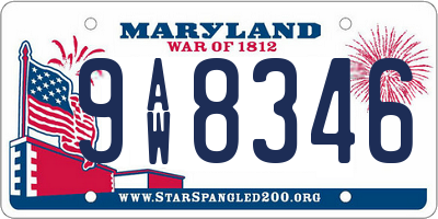 MD license plate 9AW8346