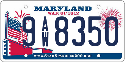 MD license plate 9AW8350