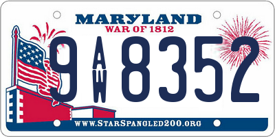 MD license plate 9AW8352