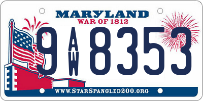 MD license plate 9AW8353