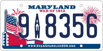 MD license plate 9AW8356