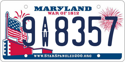 MD license plate 9AW8357