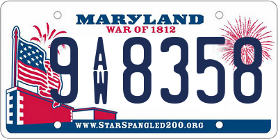 MD license plate 9AW8358
