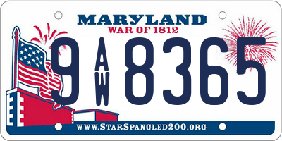MD license plate 9AW8365