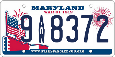 MD license plate 9AW8372