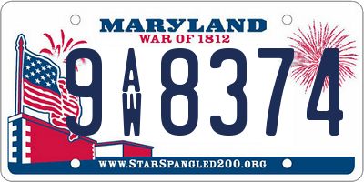 MD license plate 9AW8374