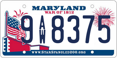 MD license plate 9AW8375