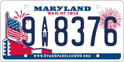 MD license plate 9AW8376