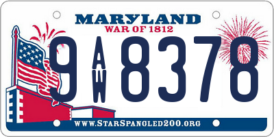 MD license plate 9AW8378
