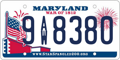 MD license plate 9AW8380