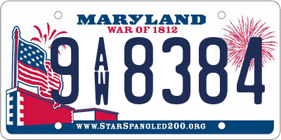 MD license plate 9AW8384