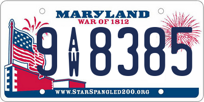MD license plate 9AW8385
