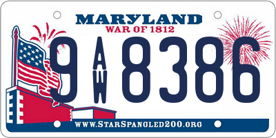 MD license plate 9AW8386