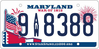 MD license plate 9AW8388