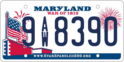 MD license plate 9AW8390