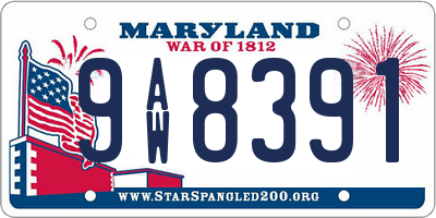 MD license plate 9AW8391