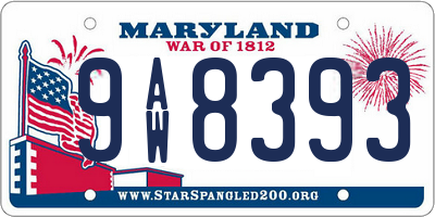 MD license plate 9AW8393