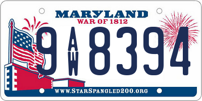 MD license plate 9AW8394