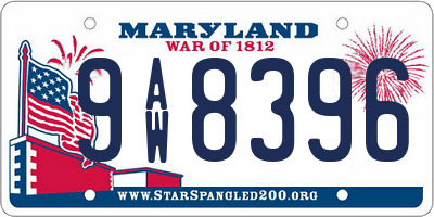 MD license plate 9AW8396