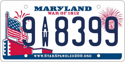 MD license plate 9AW8399